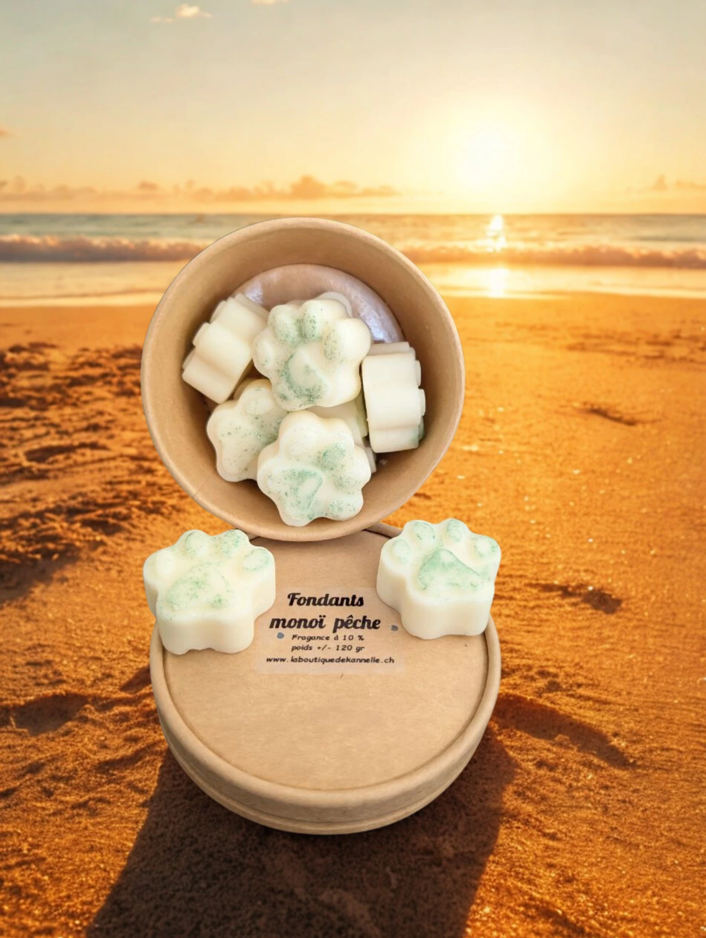 Box 10 pièces fondant patte de chat "Monoï Pêche"